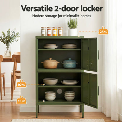 Green Metal Buffet Sideboard Cabinet Set of 2 | HomeAndLivin