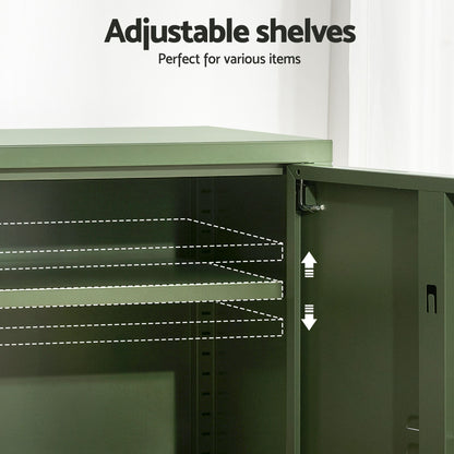 Green Metal Buffet Sideboard Cabinet Set of 2 | HomeAndLivin