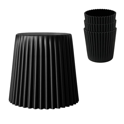 Set of 4 Cupcake Bar Stools Stackable Foot Stools Black/White