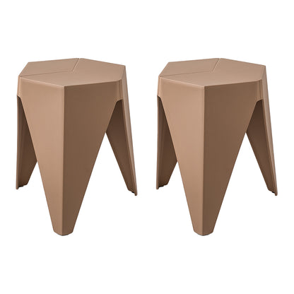 Set of 2 Puzzle Stool Plastic Stacking Stools Chair Outdoor Indoor BR/BL/YE/PK/GY/RD/GR/BK/WH