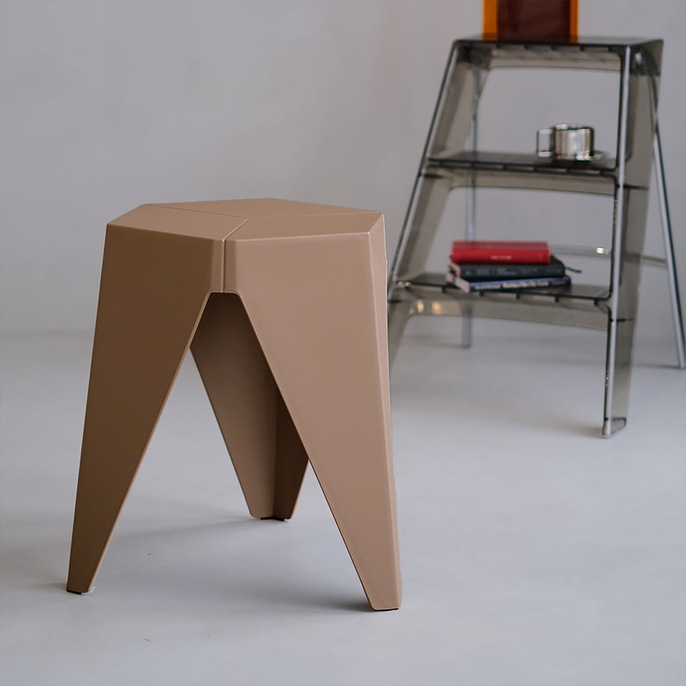 Set of 2 Puzzle Stool Plastic Stacking Stools Chair Outdoor Indoor BR/BL/YE/PK/GY/RD/GR/BK/WH