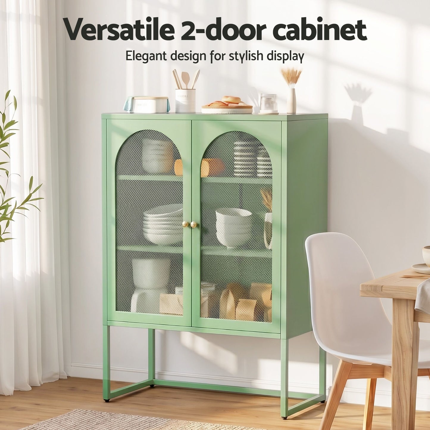Green Mesh Door Buffet Sideboard Cabinet | HomeAndLiving - 5