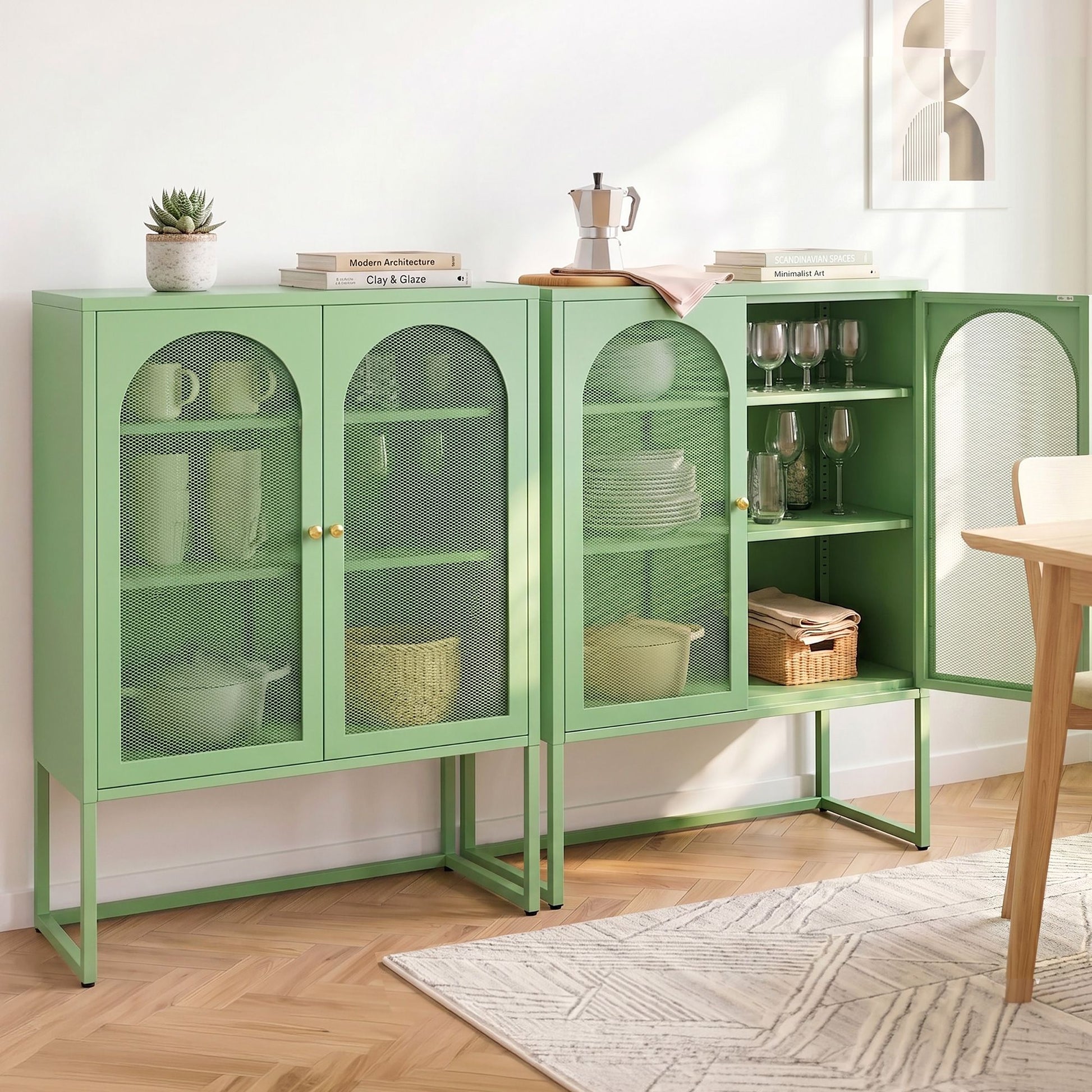 Green Mesh Door Buffet Sideboard Cabinet | HomeAndLiving - 9