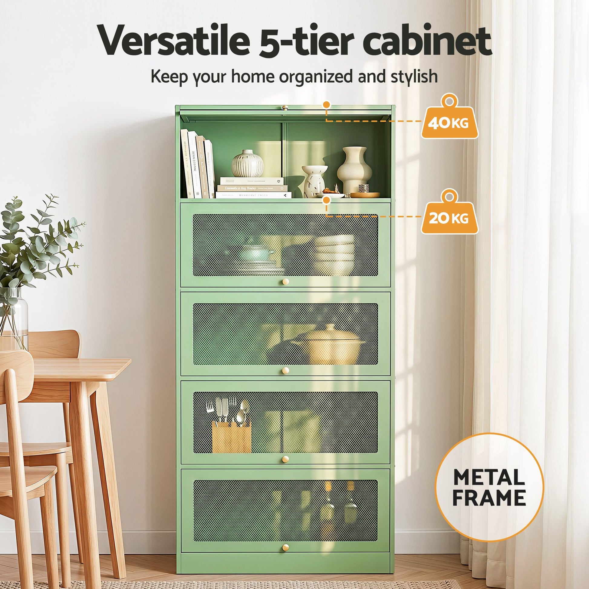 Steel Mesh Buffet Sideboard Cabinet Set of 2 | HomeAndLiving - 6