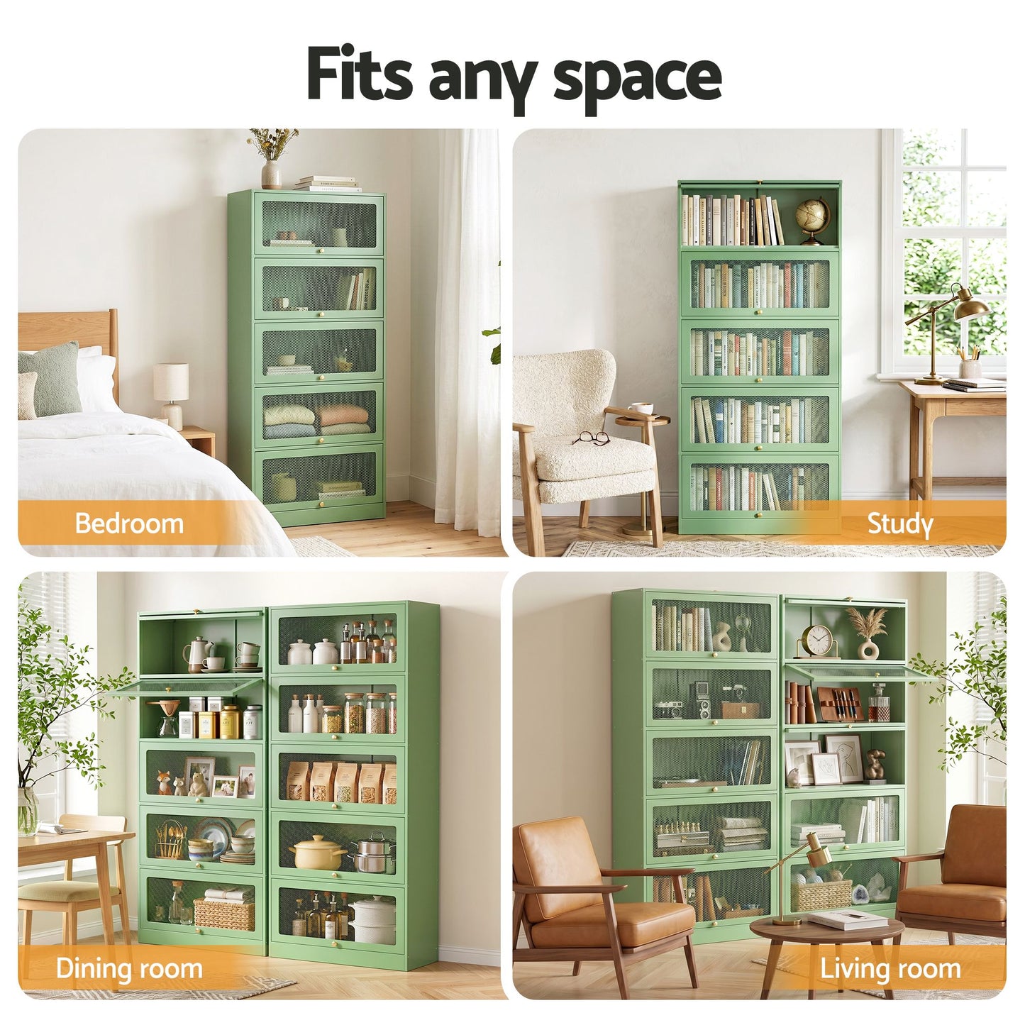 Steel Mesh Buffet Sideboard Cabinet Set of 2 | HomeAndLiving - 9