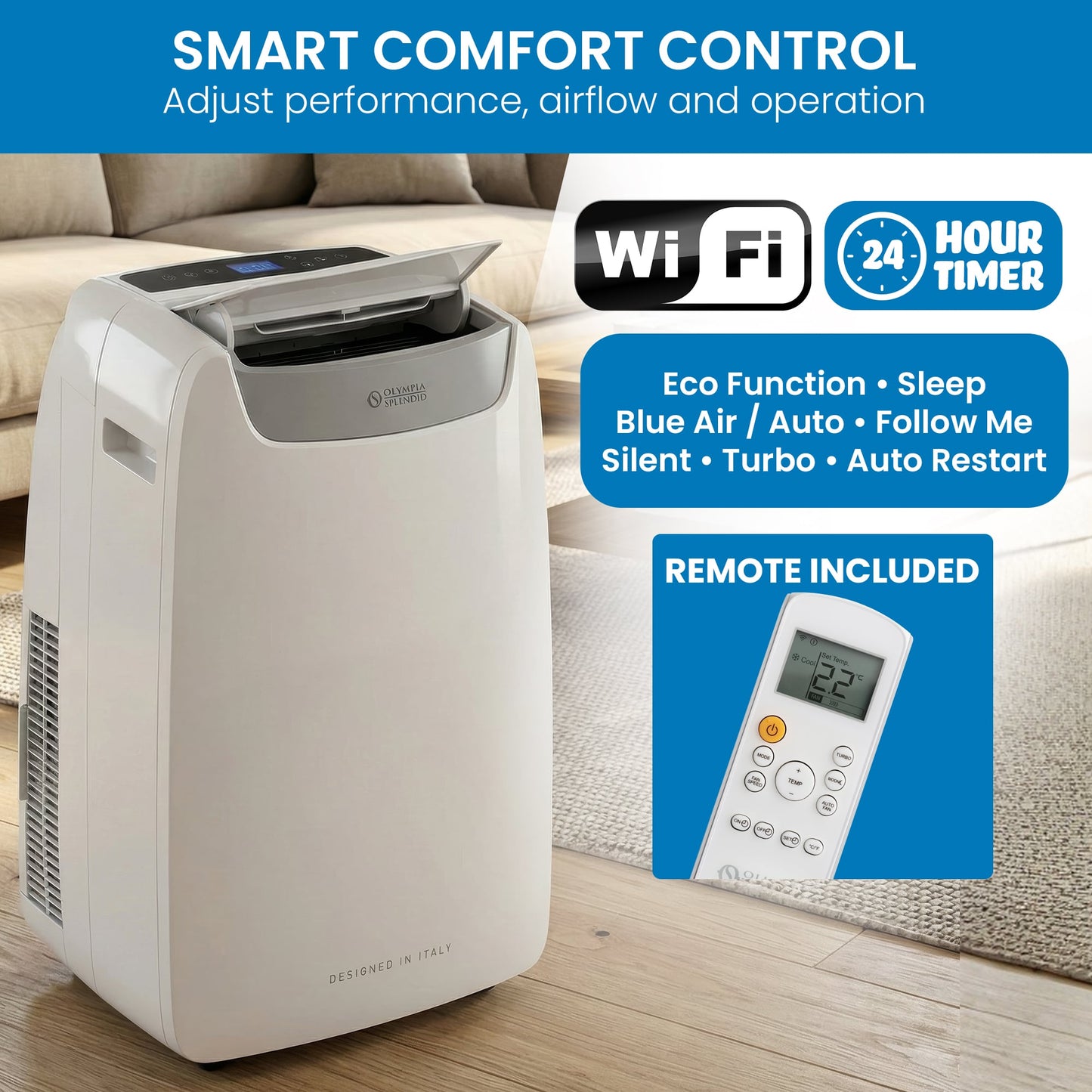 Portable Air Conditioner 3.5kW Wifi 49x76.5x42.5cm
