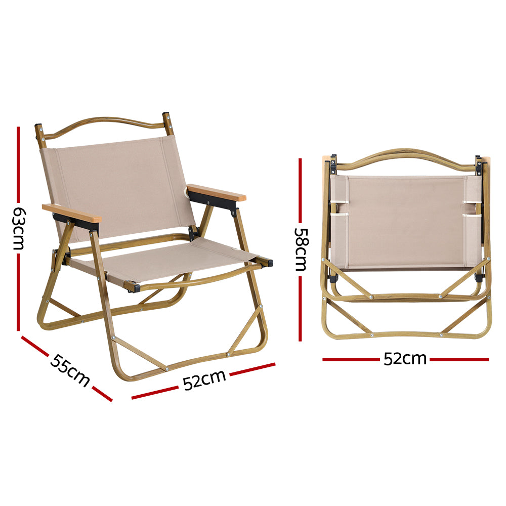2Pc Outdoor Camping Chairs Portable Folding Beach Chair Aluminium Furniture