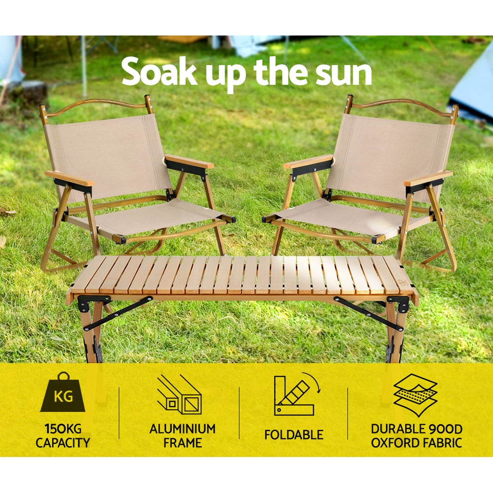 2Pc Outdoor Camping Chairs Portable Folding Beach Chair Aluminium Furniture