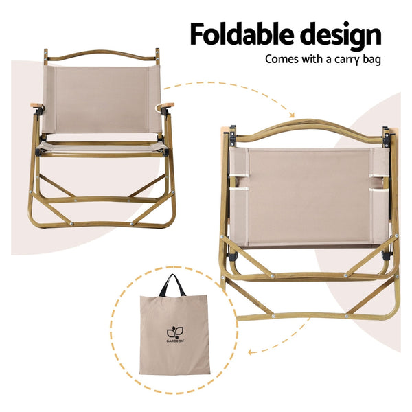  2Pc Outdoor Camping Chairs Portable Folding Beach Chair Aluminium Furniture