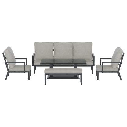 5-Piece Outdoor Furniture Setting Table Chair Set Aluminium Sofa 7-Seater