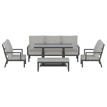 5-Piece Outdoor Furniture Setting Table Chair Set Aluminium Sofa 7-Seater