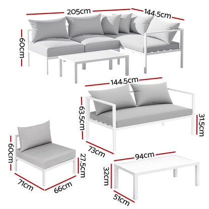 4-Seater Aluminium Outdoor Sofa Set Lounge Setting Table Chair Furniture