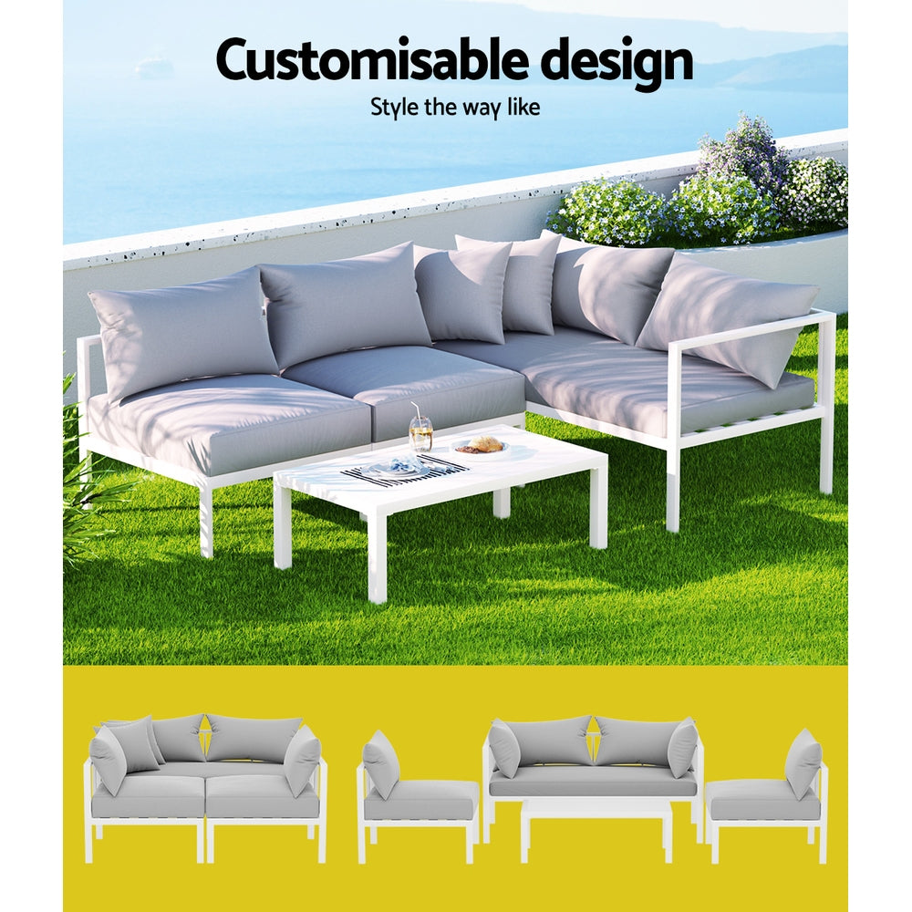 4-Seater Aluminium Outdoor Sofa Set Lounge Setting Table Chair Furniture