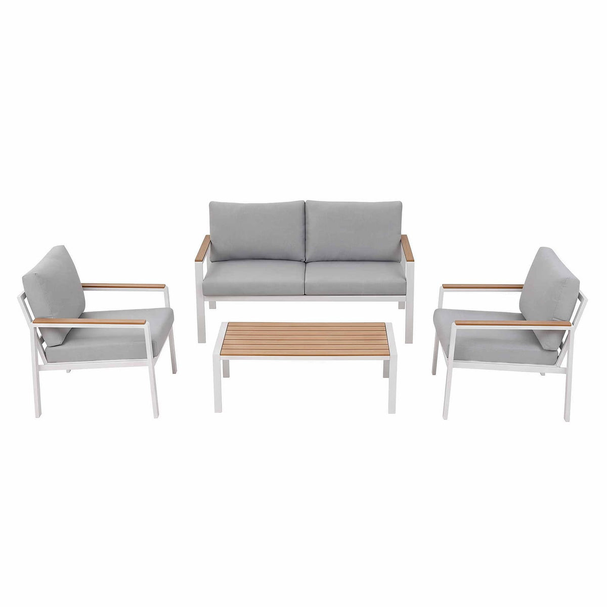 Outdoor Sofa Set White Aluminum 140x72x68cm