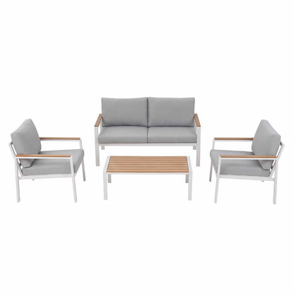 Outdoor Sofa Set White Aluminum 140x72x68cm