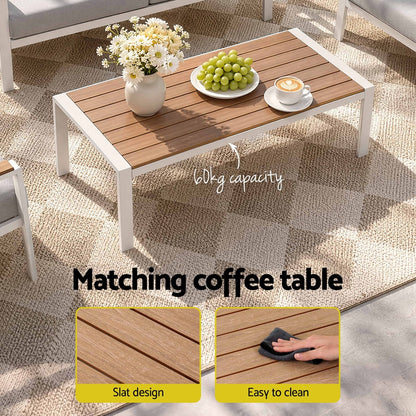 Outdoor Sofa Set White Aluminum 140x72x68cm