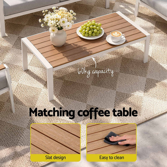 Outdoor Sofa Set White Aluminum 140x72x68cm