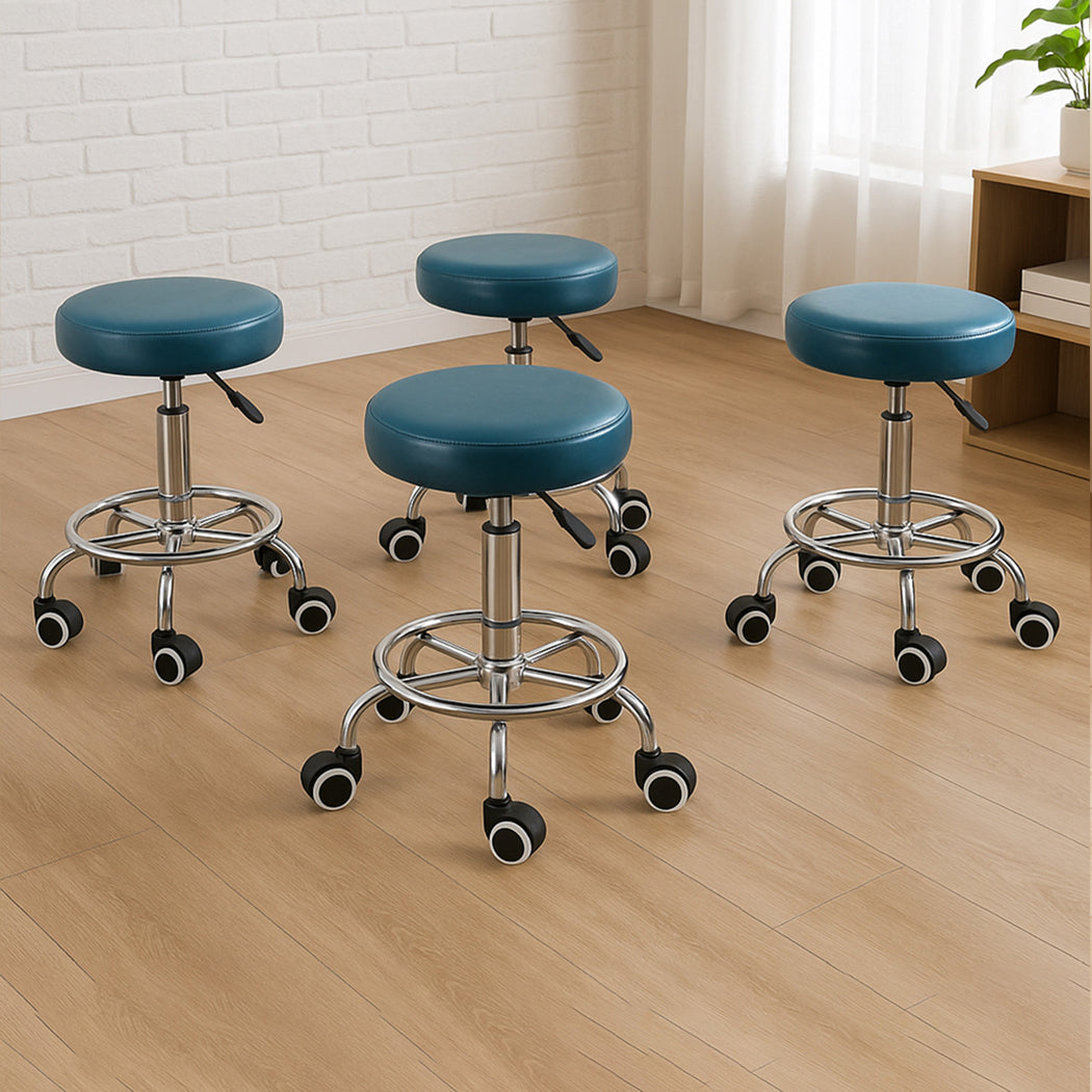 Contemporary 4x Barstool Swivel Salon Hairdressing  Wood Finish