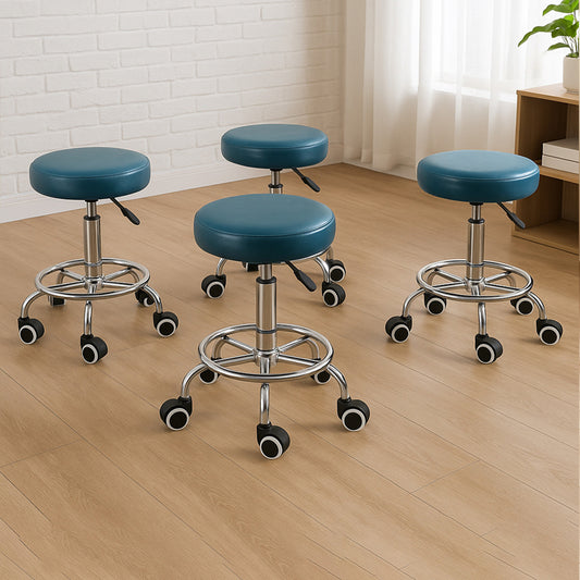 Contemporary 4x Barstool Swivel Salon Hairdressing  Wood Finish