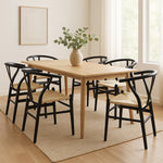 Compact 6x Dining Chairs Wooden Hans Black  Easy Assembly Classic