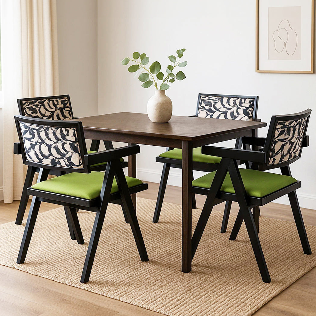 Minimalist Dining Chair Retro Backrest Chair x4  Space-Saving Design