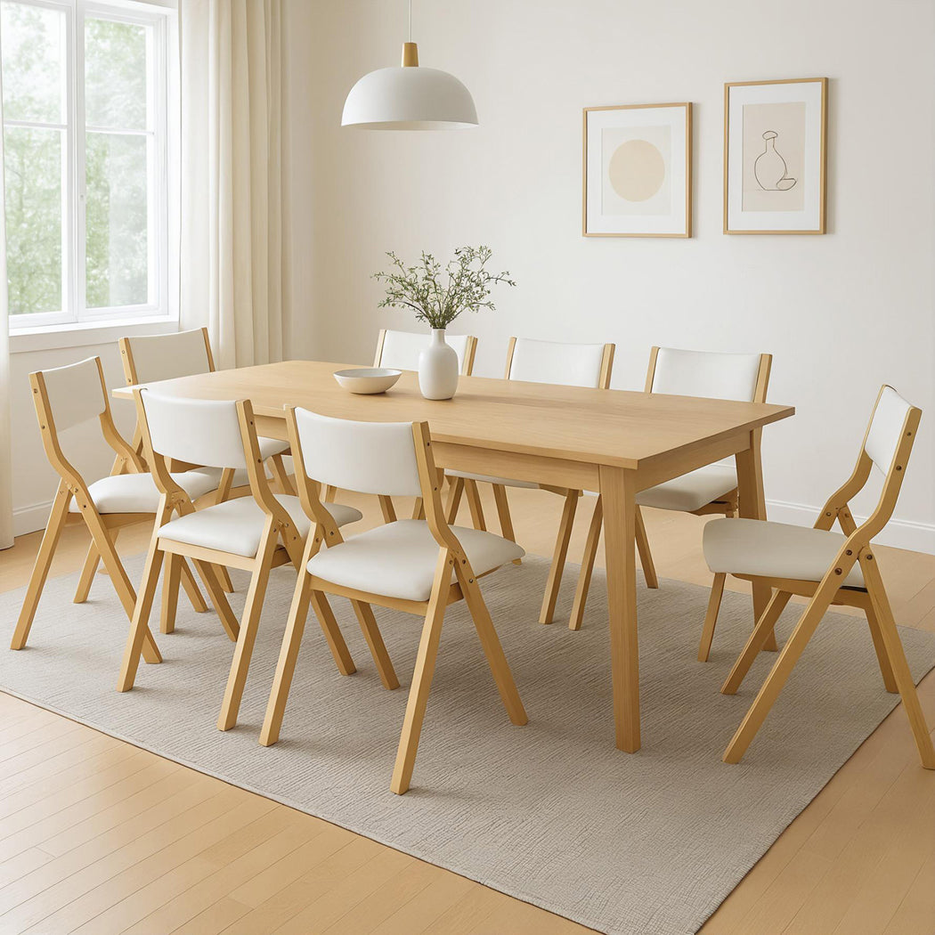 Modern 8x Dining Chairs Foldable PU Beige  Multipurpose Use