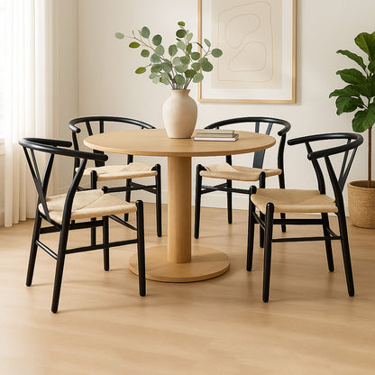 Luxury 4x Dining Chairs Wooden Hans Black  Wood Finish Classic