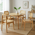 Compact 4x Rattan Dining Chair Wooden Kitchen Chair  Sleek Modern