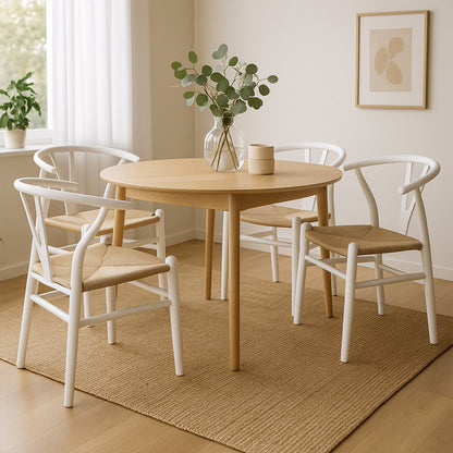 Contemporary 4x Dining Chairs Wooden Hans White  Wood Finish