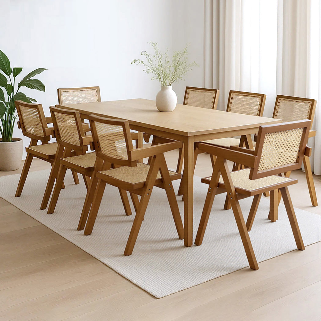 Premium 8x Walnut Wicker Armchair Dining Chair  Durable Frame