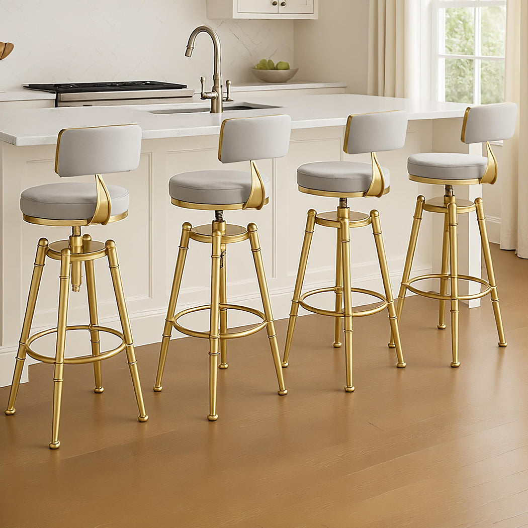 Stylish 4x Swivel Bar Stools Kitchen Bar Chair Grey  Premium Quality