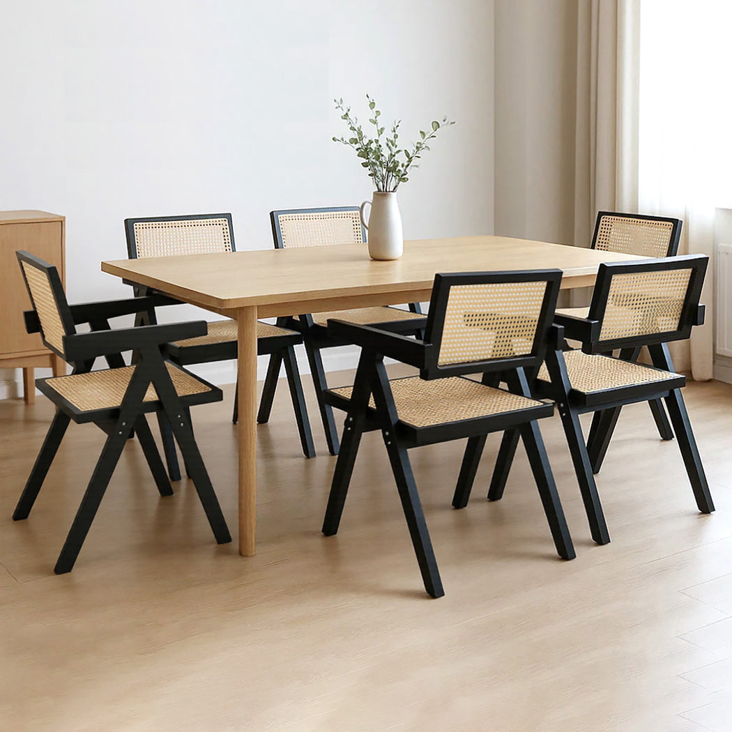 Elegant 6x Black Wicker Armchair Dining Chair  Comfortable Design