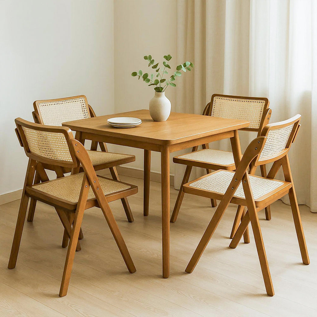 Versatile 4X Foldable Rattan Dining Chairs  Adjustable Height