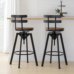 Ergonomic 2x Bar Stool Industrial Adjustable  High Back Support