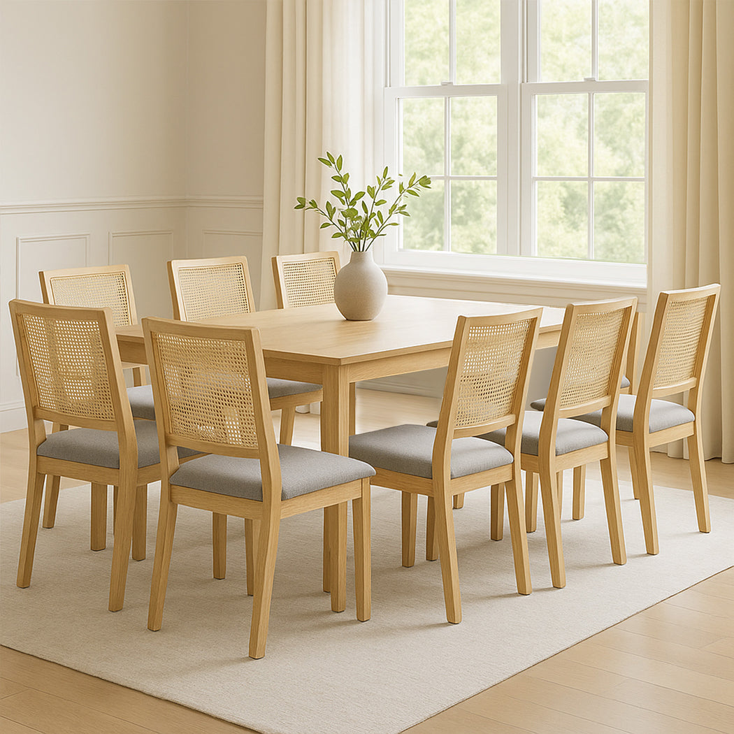 Functional 8XCane Dining Chair Rattan Armless Seat  Sleek Modern Look