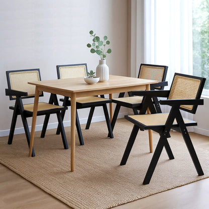 Elegant 4x Black Wicker Armchair Dining Chair  Soft Cushion