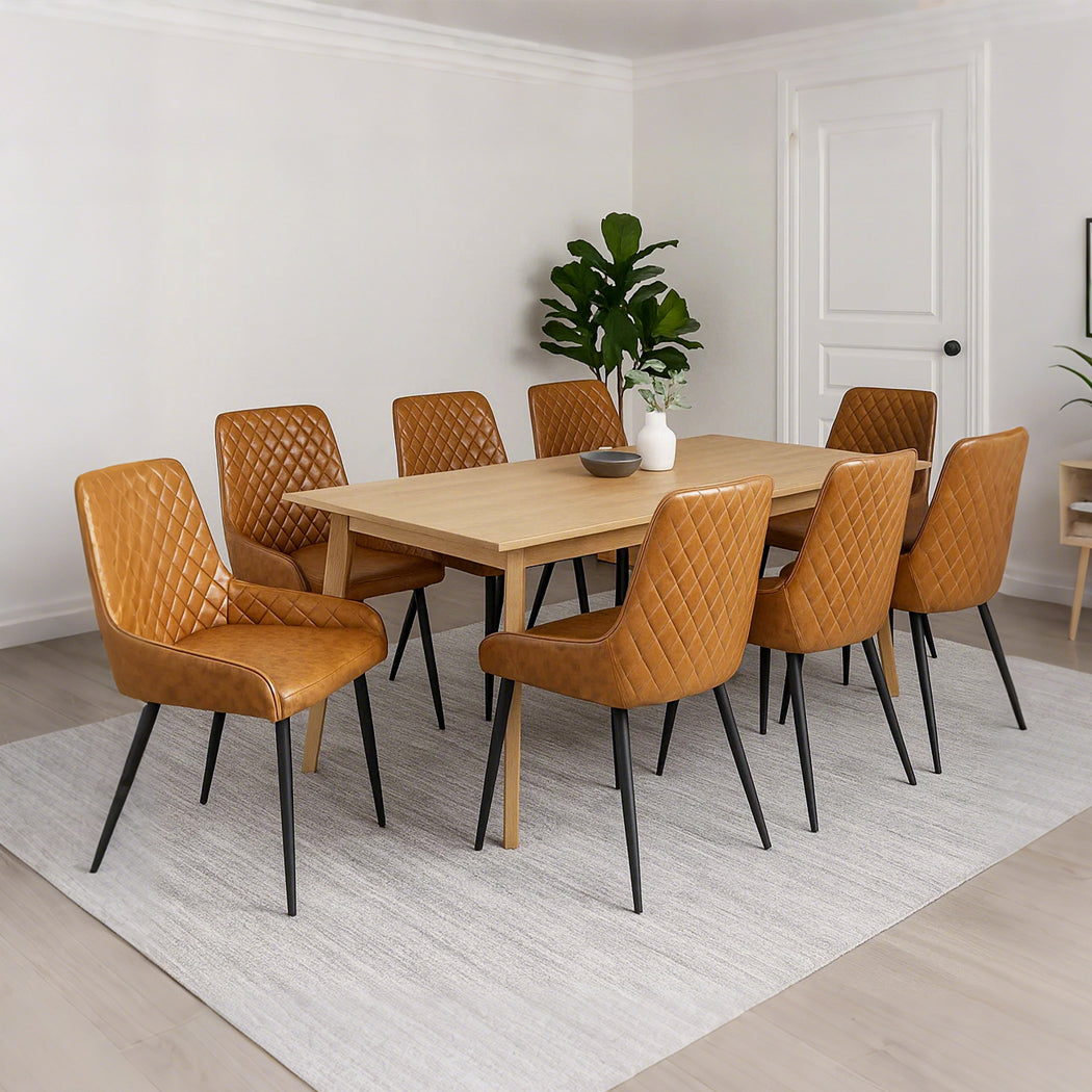 Functional Dining Chairs x 8 Padded Seat PU Faux Leather  Premium