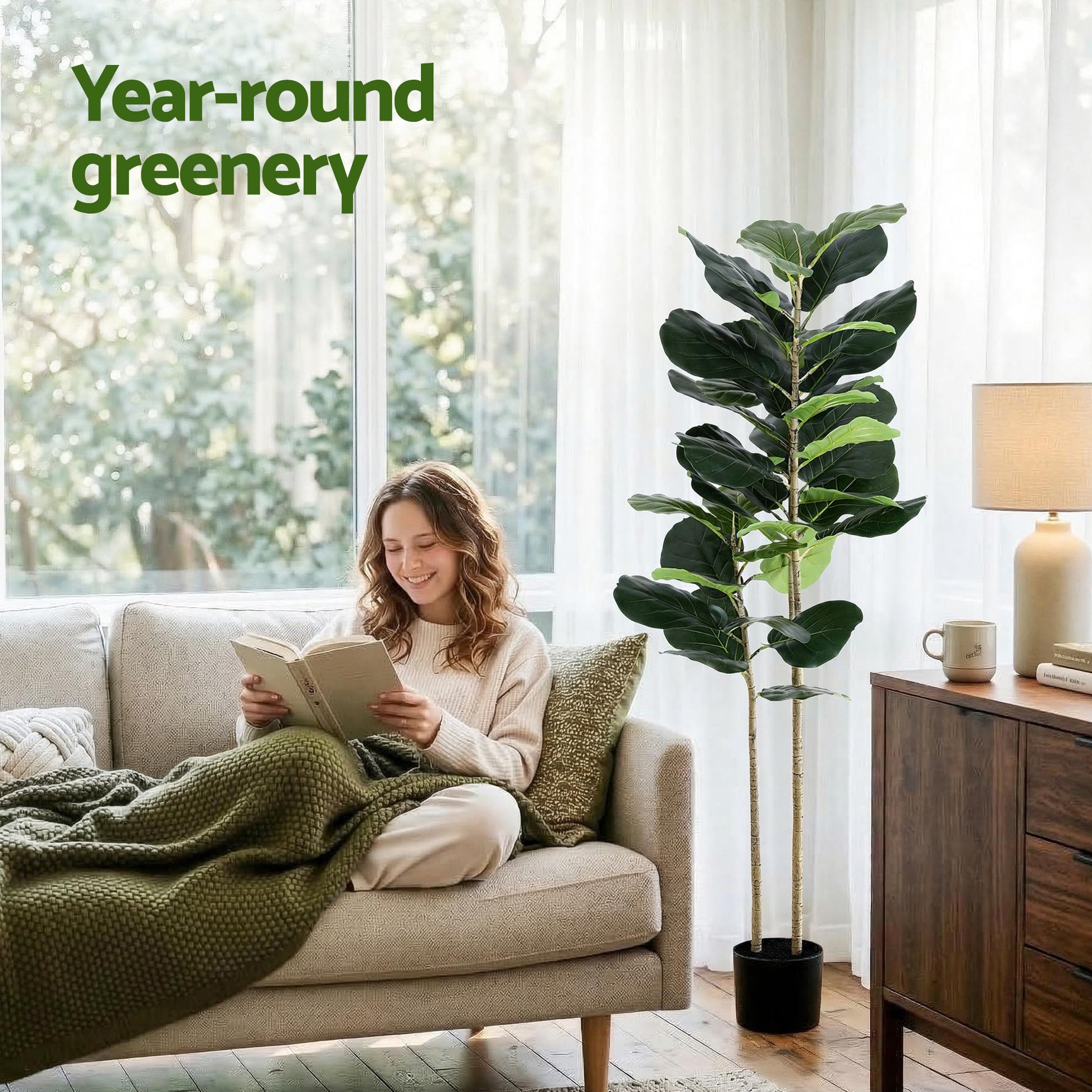 Artificial Fiddle Leaf Fig Tree 150cm Indoor | HomeAndLiving