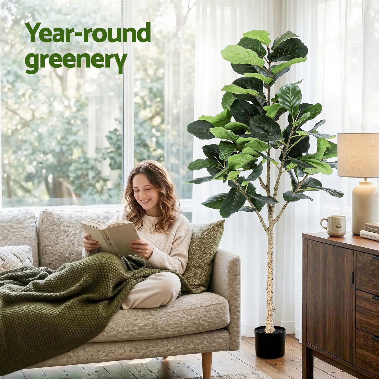 180cm Artificial Fiddle Leaf Fig Tree Indoor | HomeAndLiving