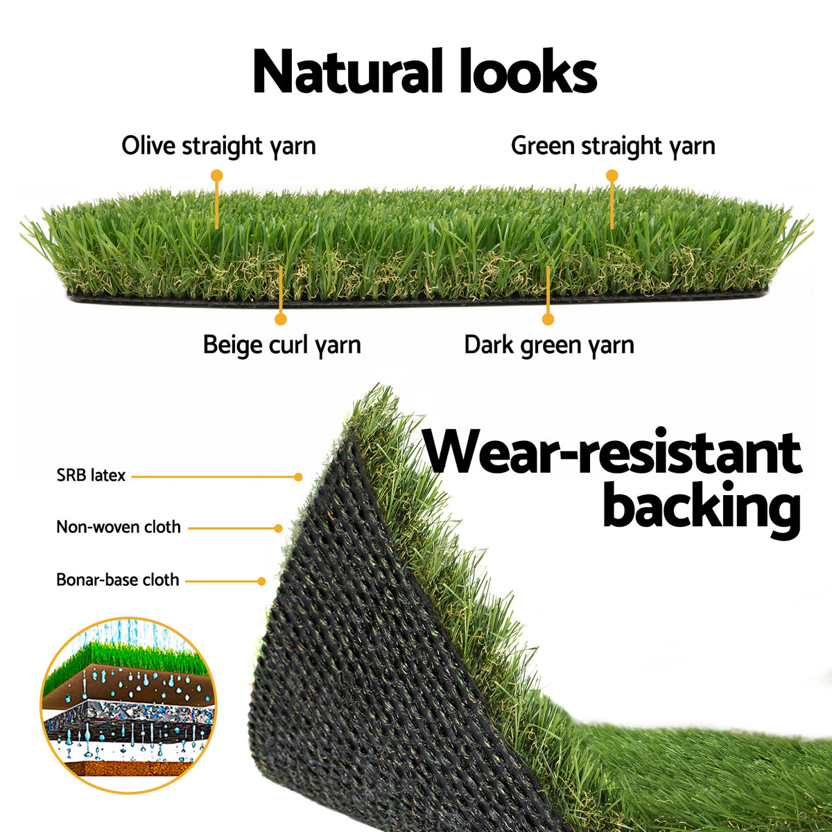 Artificial Grass 30Mm 2Mx5M Synthetic Fake Lawn Turf Plastic Plant