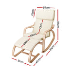Wooden Armchair with Foot -Stool Beige