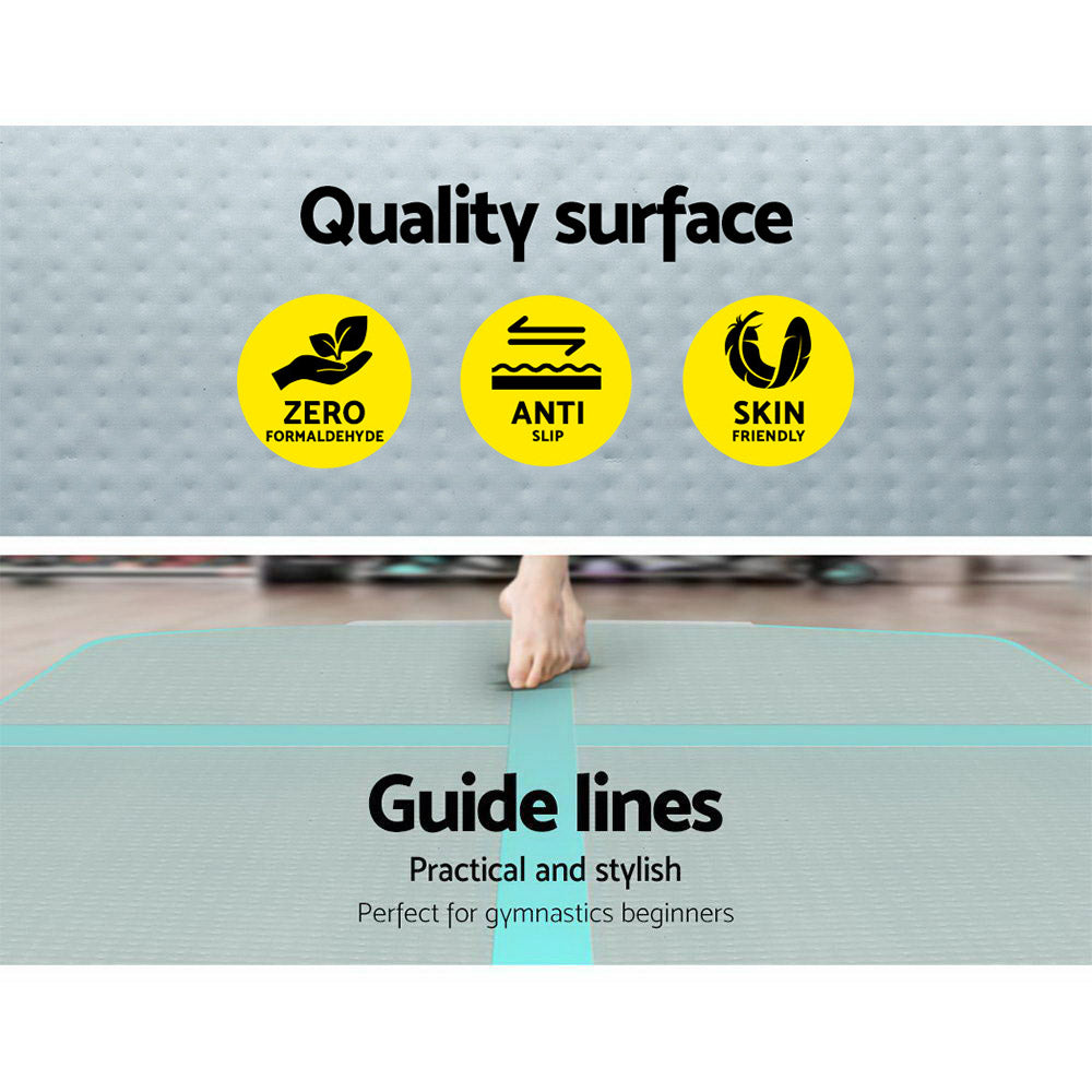 Gofun 4X1M Inflatable Air Track Mat With Pump Tumbling Gymnastics Green