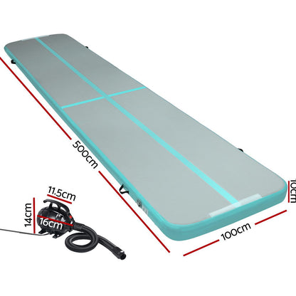 Gofun 5X1M Inflatable Air Track Mat With Pump Tumbling Gymnastics Green
