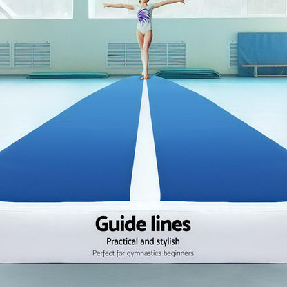 5M X 1M Inflatable Air Track Mat 20Cm Thick Gymnastic Tumbling Blue And White