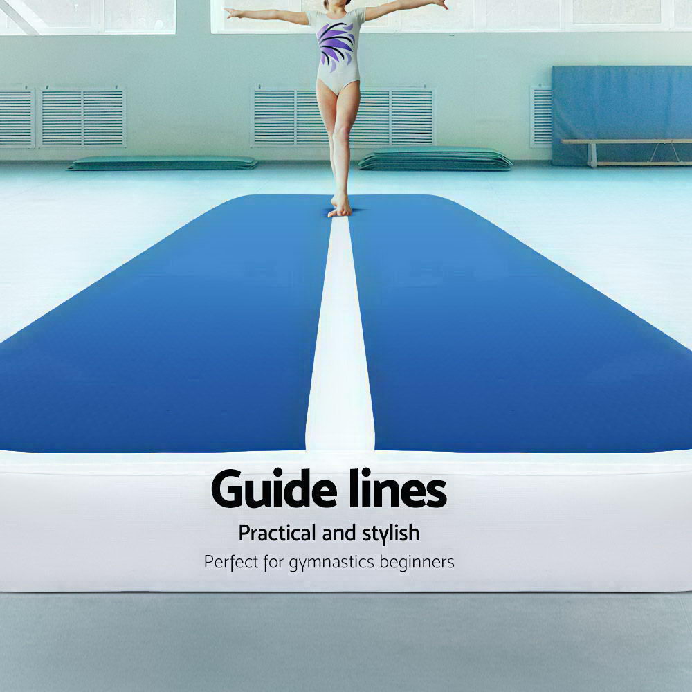 6X1M Inflatable Air Track Mat 20Cm Thick With Pump Tumbling Gymnastics Blue
