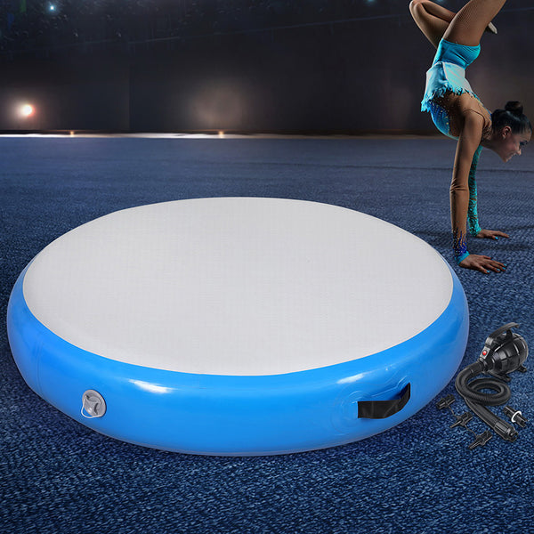  1m Air Track Spot Inflatable Gymnastics Tumbling Mat Round W/ Pump