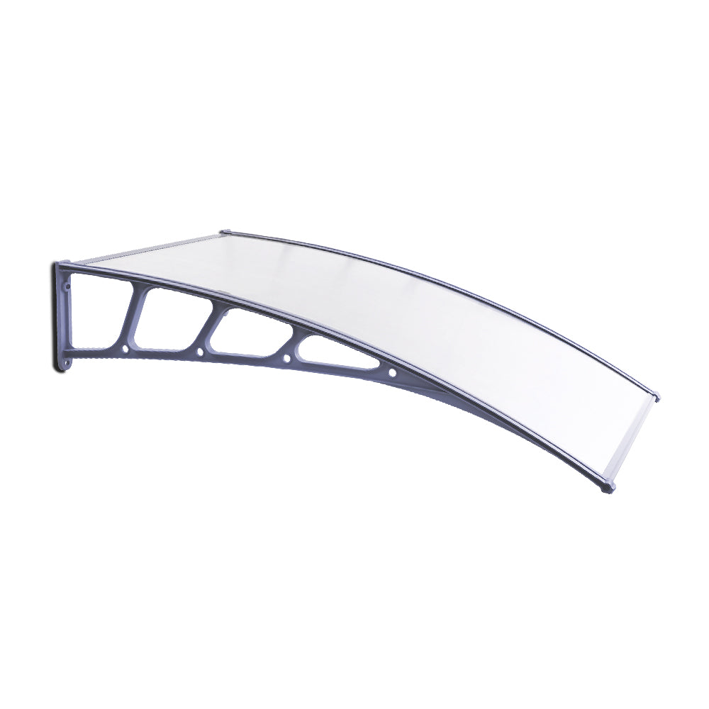 Window Door Awning Canopy 1.5Mx2M Transparent Sheet Grey Plastic Frame