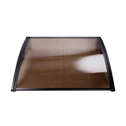 Window Door Awning Canopy 1.5Mx3M Brown Sheet Black Plastic Frame
