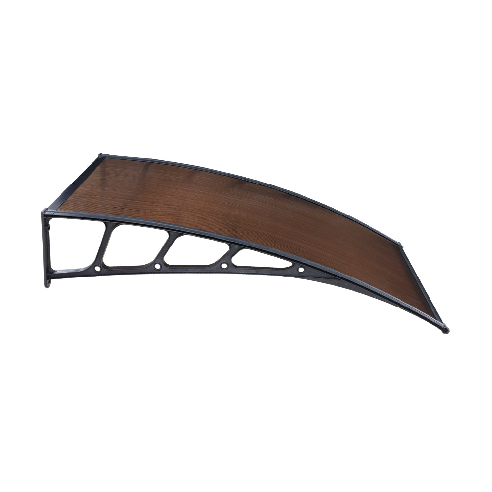 Window Door Awning Canopy 1.5Mx3M Brown Sheet Black Plastic Frame