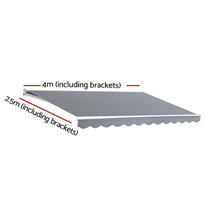 Instahut 4M x 2.5M Outdoor Folding Arm Awning - Pegru